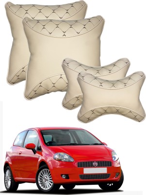 PEEPS STORE Beige Leatherite Car Pillow Cushion for Fiat(Contemporary, Pack of 4)