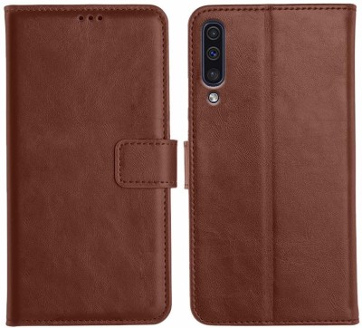 COVERBLACK Flip Cover for Samsung Galaxy A50 -SM-A505F(Brown, Grip Case, Pack of: 1)