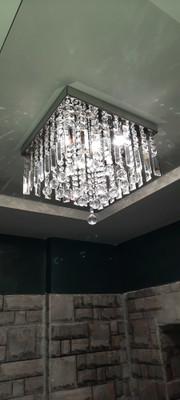 Discount4product D4p Crystal Chandeliers Lighting LED Ceiling Light Pendant Light, 35cm Width Chandelier Ceiling Lamp(Yellow)