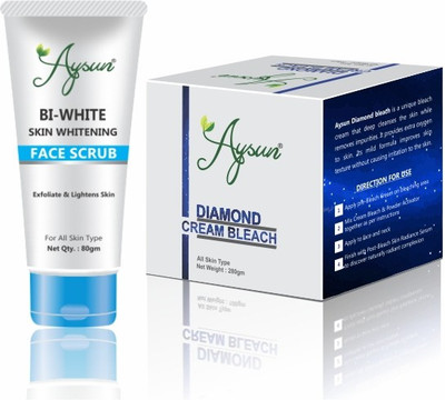 Aysun Combo Pack of 2 BI-White Skin Whitening Face Scrub and Diamond Bleach 280gm(2 Items in the set)