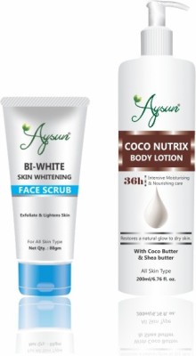 Aysun Combo Pack of 2 BI-White Skin Whitening Face Scrub and Coco Nutrix Body Lotion 200ml(2 Items in the set)