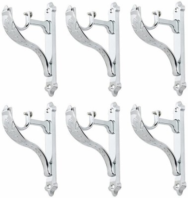 LEEZEN Architectural Hardware Silver Rod Rail Bracket, Curtain Hooks Metal(Pack of 6)