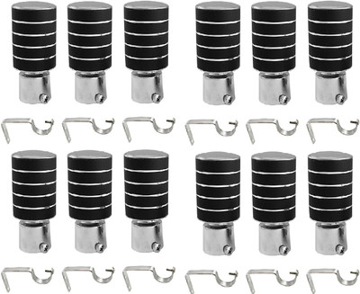 LEEZEN Architectural Hardware Black Rod Rail Bracket, Curtain Hooks, Curtain Rings, Tieback Hook Metal(Pack of 24)