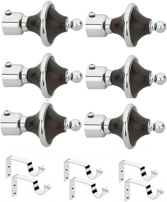 LEEZEN Architectural Hardware Silver Rod Rail Bracket Metal(Pack of 6)