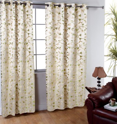 Freshfromloom 275 cm (9 ft) Polyester Room Darkening Long Door Curtain (Pack Of 2)(Abstract, Green)