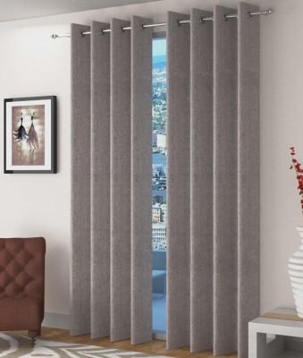 Freshfromloom 275 cm (9 ft) Polyester Room Darkening Long Door Curtain (Pack Of 2)(Plain, Grey)