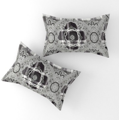 Stashberg Floral Pillows Cover(Pack of 2, 45.72 cm*71.12 cm, Black)