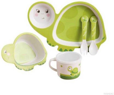 DIKUJI ENTERPRISE Pack of 5 Bamboo Dinner Set(Multicolor, Microwave Safe)