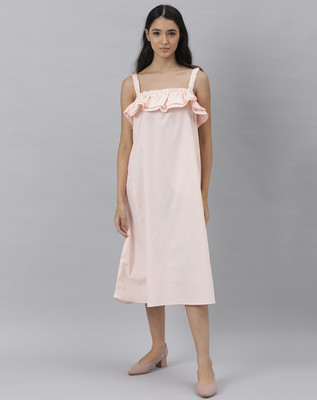RAREISM Women A-line Pink Below Knee Dress