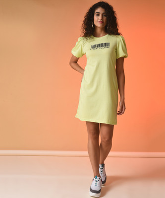 CAMPUS SUTRA Women Fit and Flare Yellow Mini/Short Dress