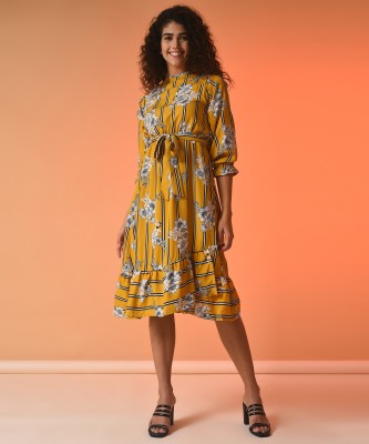 CAMPUS SUTRA Women Fit and Flare Yellow Dress