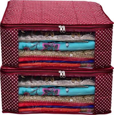 Love Store Pack of 2 Premium 3 Layer Cotton Multi Purpose/Storage/Clothes/Saree Cover Bag (Maroon _Set of 2 )(Maroon)