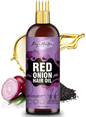 KayaMantra Red Onion Oil - WITH COMB APPLICATOR - Controls Hair Fall - NO Mineral Oil, Hair Oil(100 ml)