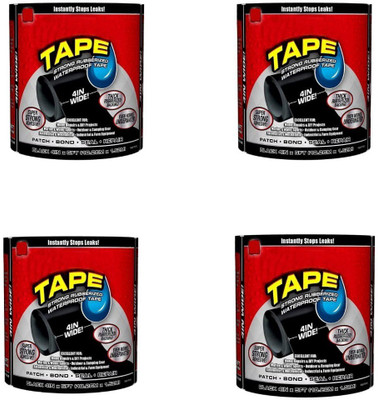 Top Select Strong Rubberized Waterproof Tape Super Strong Adhesive Flex Tape (Pack Of 4) 150 cm Single Sided Tape(Black Pack of 4)