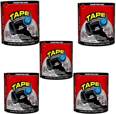 Top Select Strong Rubberized Waterproof Tape Super Strong Adhesive Flex Tape (Pack Of 5) 150 cm Single Sided Tape(Black Pack of 5)