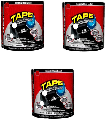 Top Select Strong Rubberized Waterproof Tape Super Strong Adhesive Flex Tape (Pack Of 3) 150 cm Single Sided Tape(Black Pack of 3)