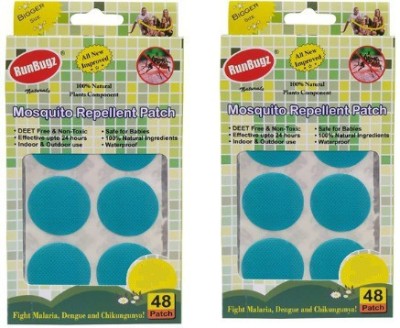 RunBugz Natural Repellent Mosquito Patches for Babies with 24 Hours Protection,24 Patches (Light Blue) -(Pack of 2)(2 x 24 Patches)