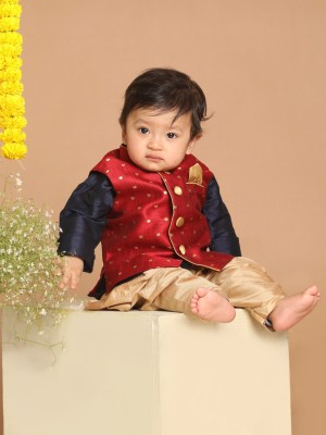 VASTRAMAY SISHU Full Sleeve Woven Design Baby Boys Jacket