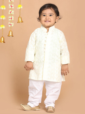 VASTRAMAY Boys Embroidered A-line Kurta(Yellow)