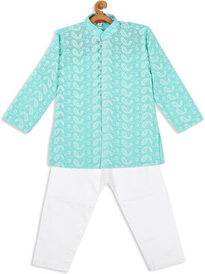 VASTRAMAY SISHU Boys Festive & Party Kurta and Pyjama Set(Green Pack of 1)