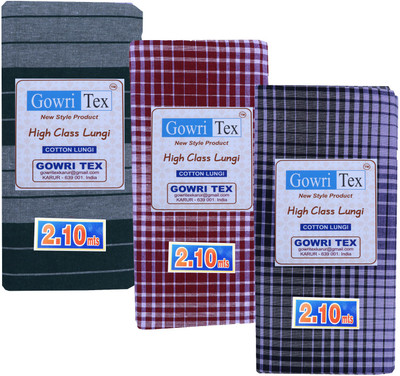 GOWRI TEX Striped, Checkered Multicolor Lungi