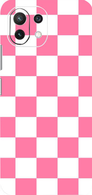 Mclaxa Pink&White Checker Mobile Back Skin, Pink&White Checker, MI LITE 11NE Mobile Skin(Pink&White Checker Skin With Super Matte Finish)