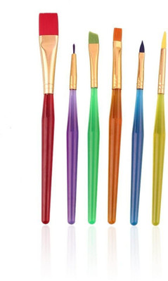 Kandle Set of 6 Different Sizes Synthetic Flat Paint Brush for Oil painting .(Multicolor)