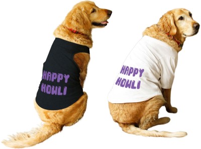 RUSE Tank, T-shirt for Dog(Happy Howli Printed Tees For Dog gifts.(Black/White))