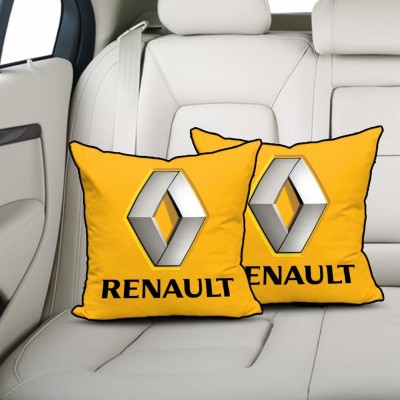 kioni Yellow Polyester Car Pillow Cushion for Renault(Square, Pack of 2)