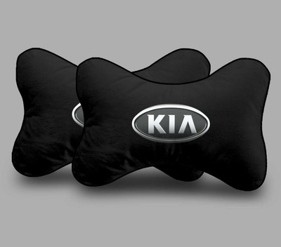 MeeFactory Black Polyester Car Pillow Cushion for Kia(Rectangular, Pack of 2)