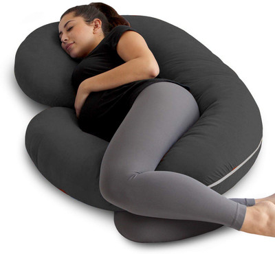 WILD MINT Microfibre Solid Pregnancy Pillow Pack of 1(Grey)