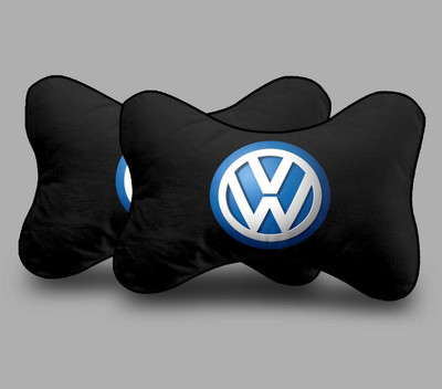 kioni Black Polyester Car Pillow Cushion for Volkswagen(Rectangular, Pack of 2)