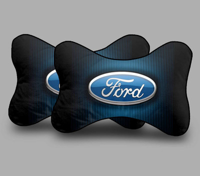 kioni Black Polyester Car Pillow Cushion for Ford(Rectangular, Pack of 2)