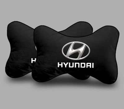 MeeFactory Black Polyester Car Pillow Cushion for Hyundai(Rectangular, Pack of 2)