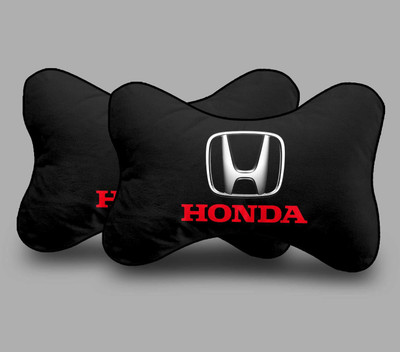 kioni Black Polyester Car Pillow Cushion for Honda(Rectangular, Pack of 2)