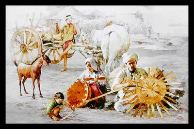 VILLAGE SCENE- VASTU REMEDY, VILLAGE PAINTING/ MAHA VASTU REMEDY WITHOUT FRAME VILLAGE PAINTING Photographic Paper