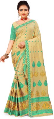 Skiran's Woven Mekhela Chador Silk Blend Saree(Beige)