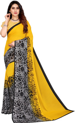 Priyashi Printed Daily Wear Georgette Saree(Yellow)