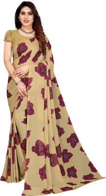 YASHIKA Printed Daily Wear Georgette Saree(Cream)