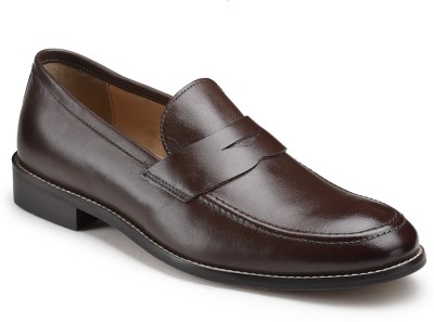 HATS OFF ACCESSORIES Genuine Leather Brown Penny Loafers Loafers For Men(Brown)
