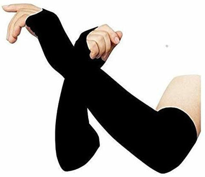 Fashionon Cotton Arm Sleeve For Men & Women(Free, Black)