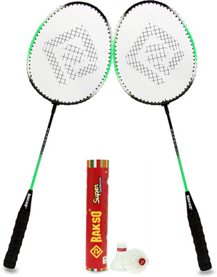 Rakso GR-21 Green Strung Badminton Racquet Set With 2 Shuttle Multicolor Strung Badminton Racquet(Pack of: 1, 270 g)