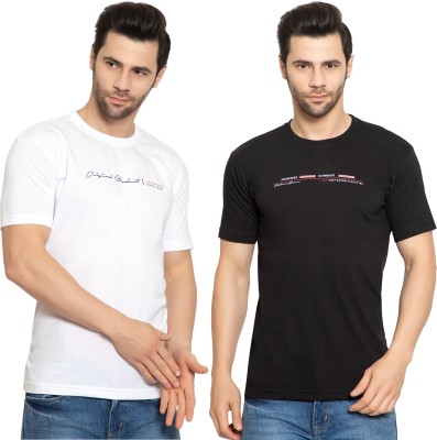 Zeffit Printed Men Round Neck White, Black T-Shirt