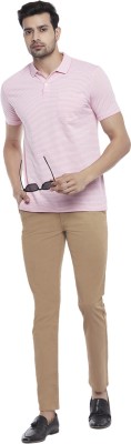 Byford by Pantaloons Striped Men Round Neck Pink T-Shirt