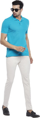 Byford by Pantaloons Solid Men Polo Neck Blue T-Shirt
