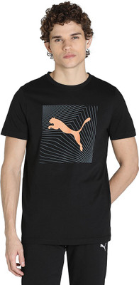 PUMA Printed Men Round Neck Black T-Shirt