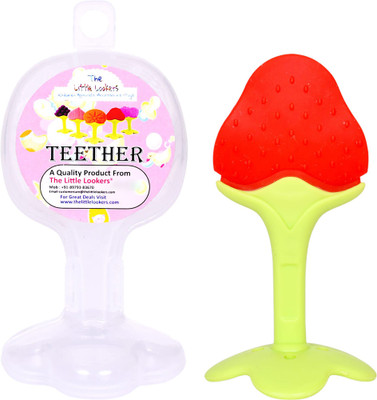 The Little Lookers BPA Free Strawberry Shape Food Nibbler/Feeder/Silicon Dental Care Teether or Fruit Teether Teether(Red)