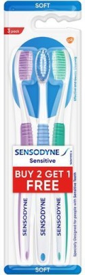 SENSODYNE Sensitive Toothbrush With Soft Rounded Bristles (Buy 2, Get 1) Soft Toothbrush(Pack of 3)