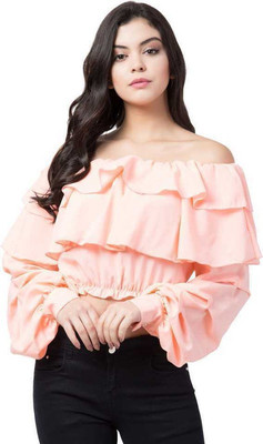 LIHANA Casual Solid Women Pink Top