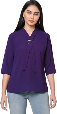 GO.4.IT Casual Solid Women Purple Top